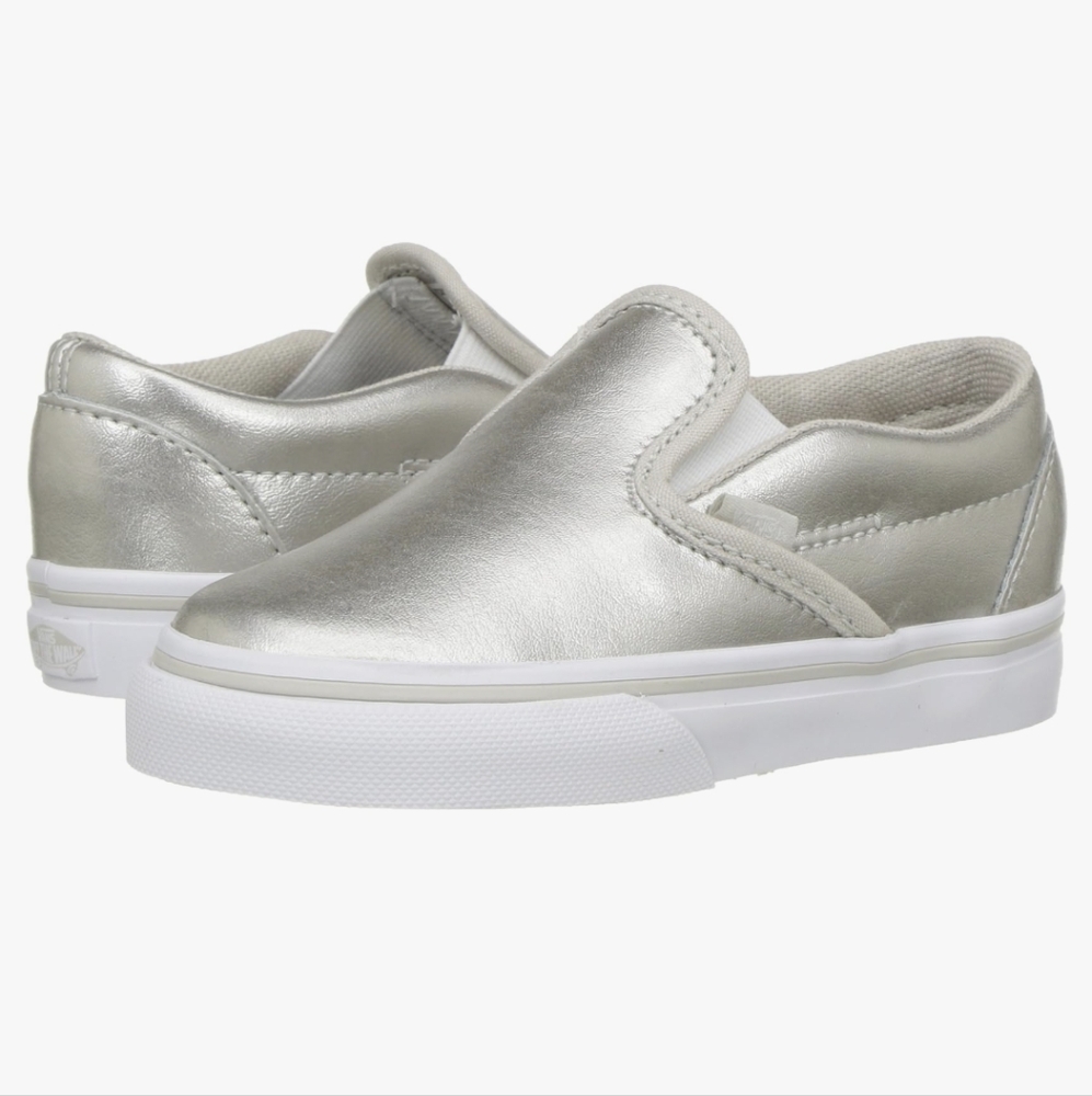 VANS Classic Leather Metallic Slip-Ons - Size 12 Little Kid